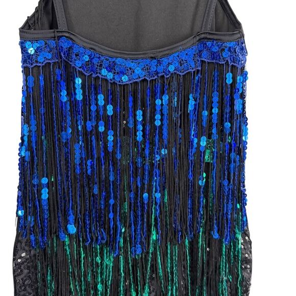 Weissman One Piece Romper Dance Costume Sequins Fringe Leotard 10926 sz LC - Picture 12 of 16